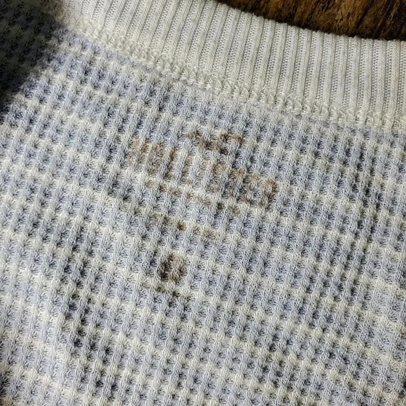 Hollister Ribbed Blue and White Cropped Striped T-Shirt Juniors Size XL - Picture 3 of 15